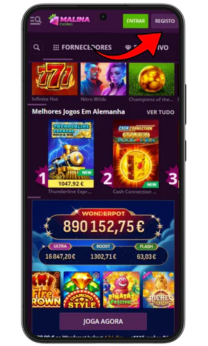Botão de registo Malina