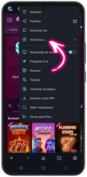 Adicionar Malina ao ecrã Android