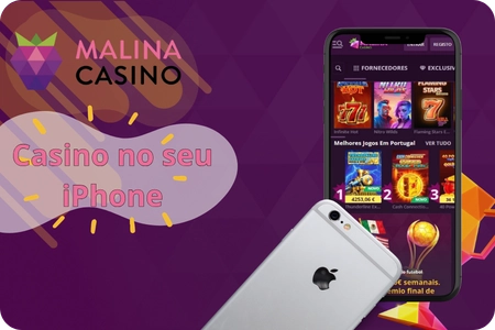 Malina Casino ecrã inicial iPhone e iPad